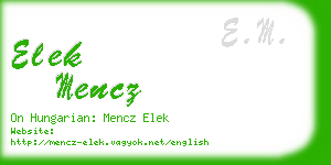 elek mencz business card